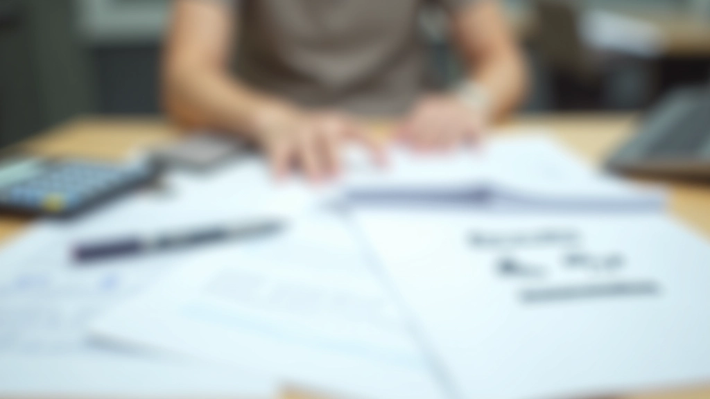 Documents de crédit, contrats et formulaires administratifs organisés sur un bureau avec stylo et calculatrice