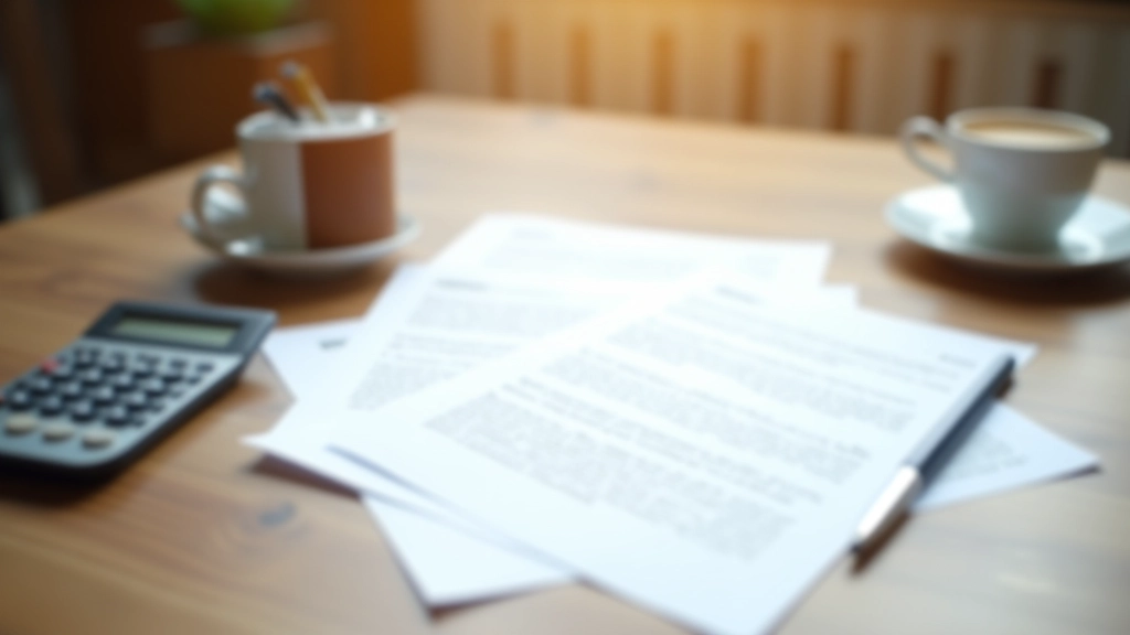 Documents de crédit et contrats d'emprunt sur un bureau avec calculatrice et stylo